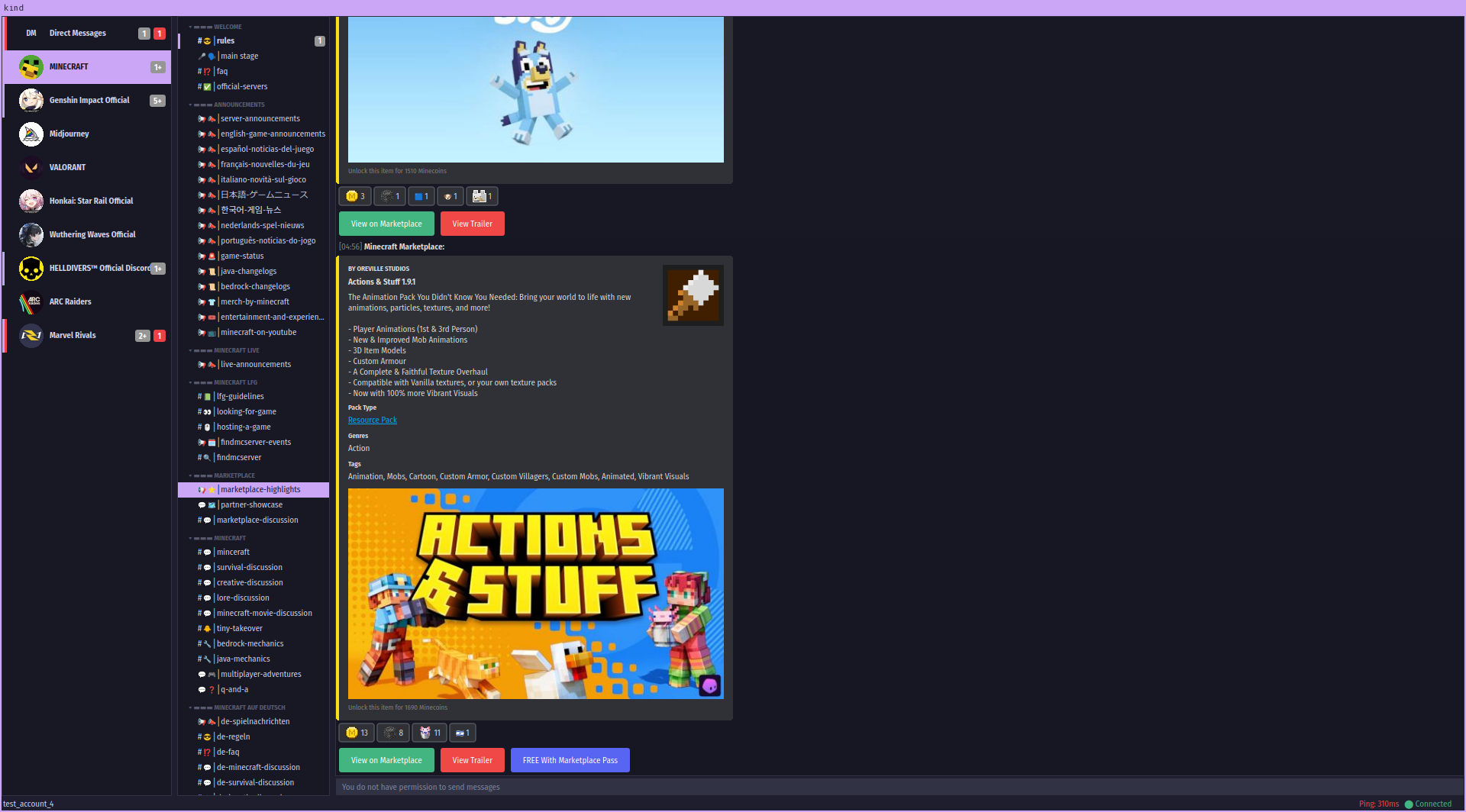 Interactive component buttons and structured embeds in a channel