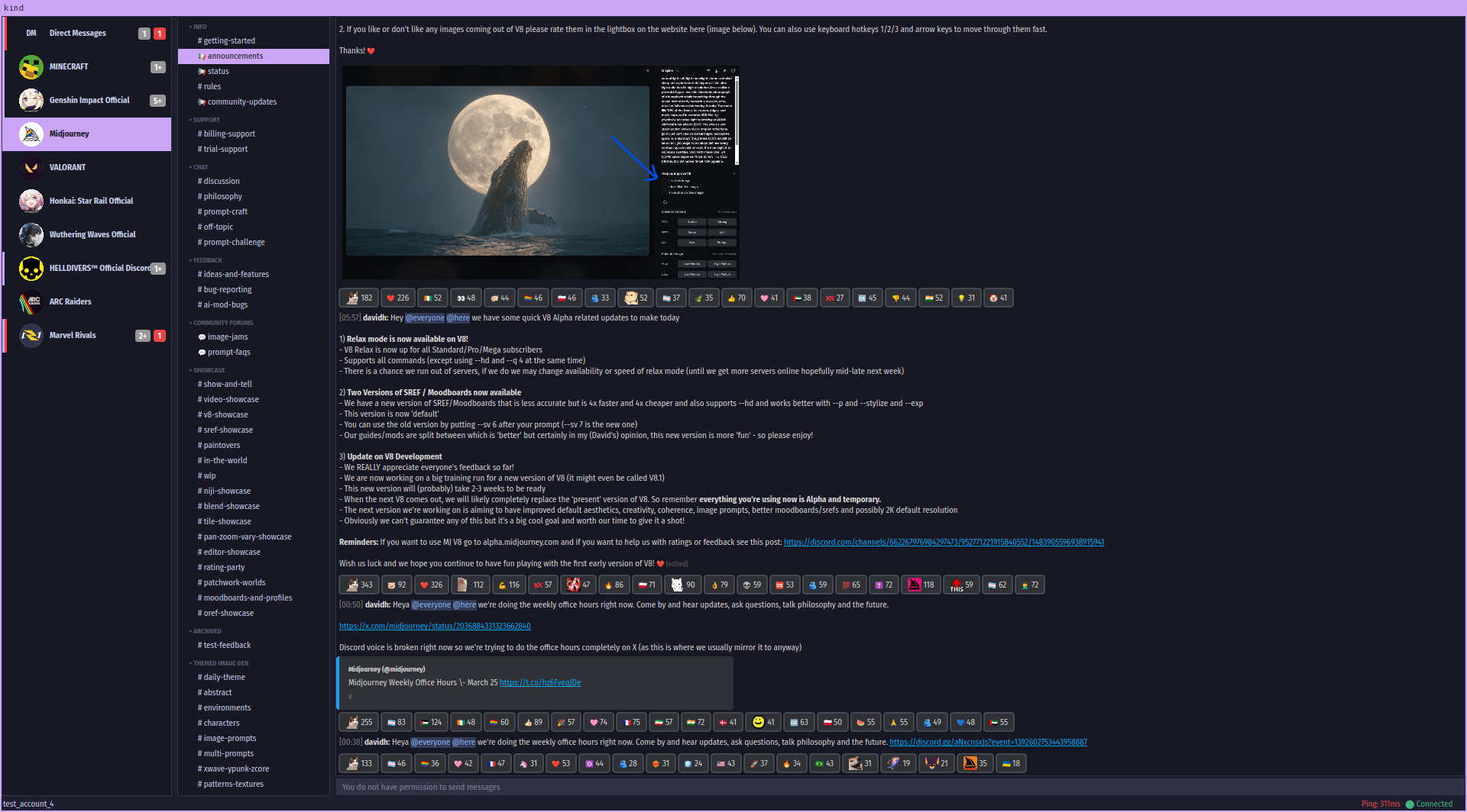 Rich content rendering with embedded media, formatted text, and emoji reactions